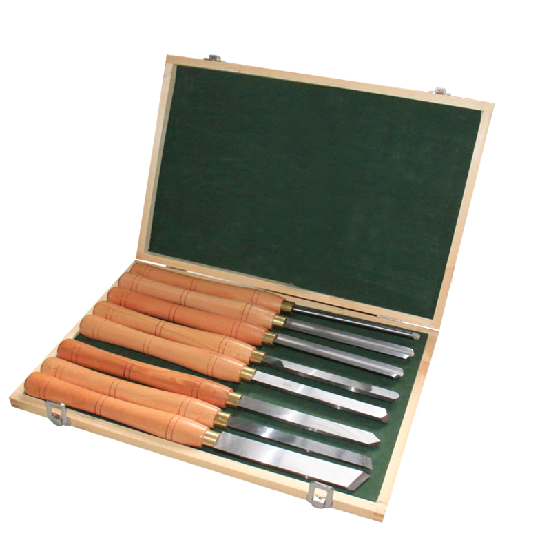 Woodturning Tools Set Hss - 8-delige HSS houtdraaigereedschapset met walnoot handvat