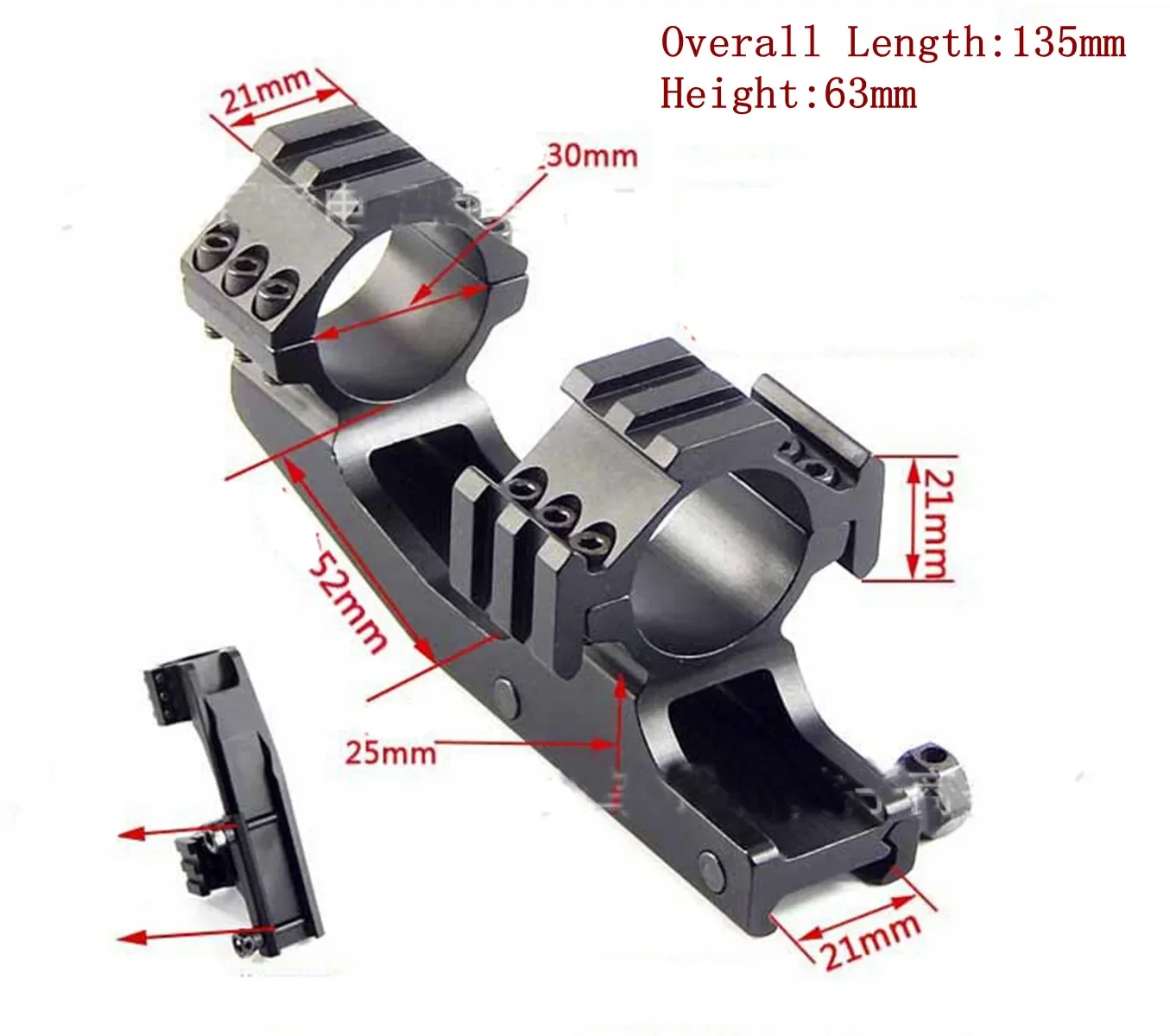 Wood Lathe Bed Extension - Montage 21mm Rail 25mm/30mm Ringen Cantilever