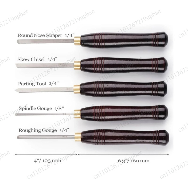 Woodturning Tools Set Hss - 5-delige HSS-draaibankbeitelset, snelstaal houtdraaigereedschap met houten