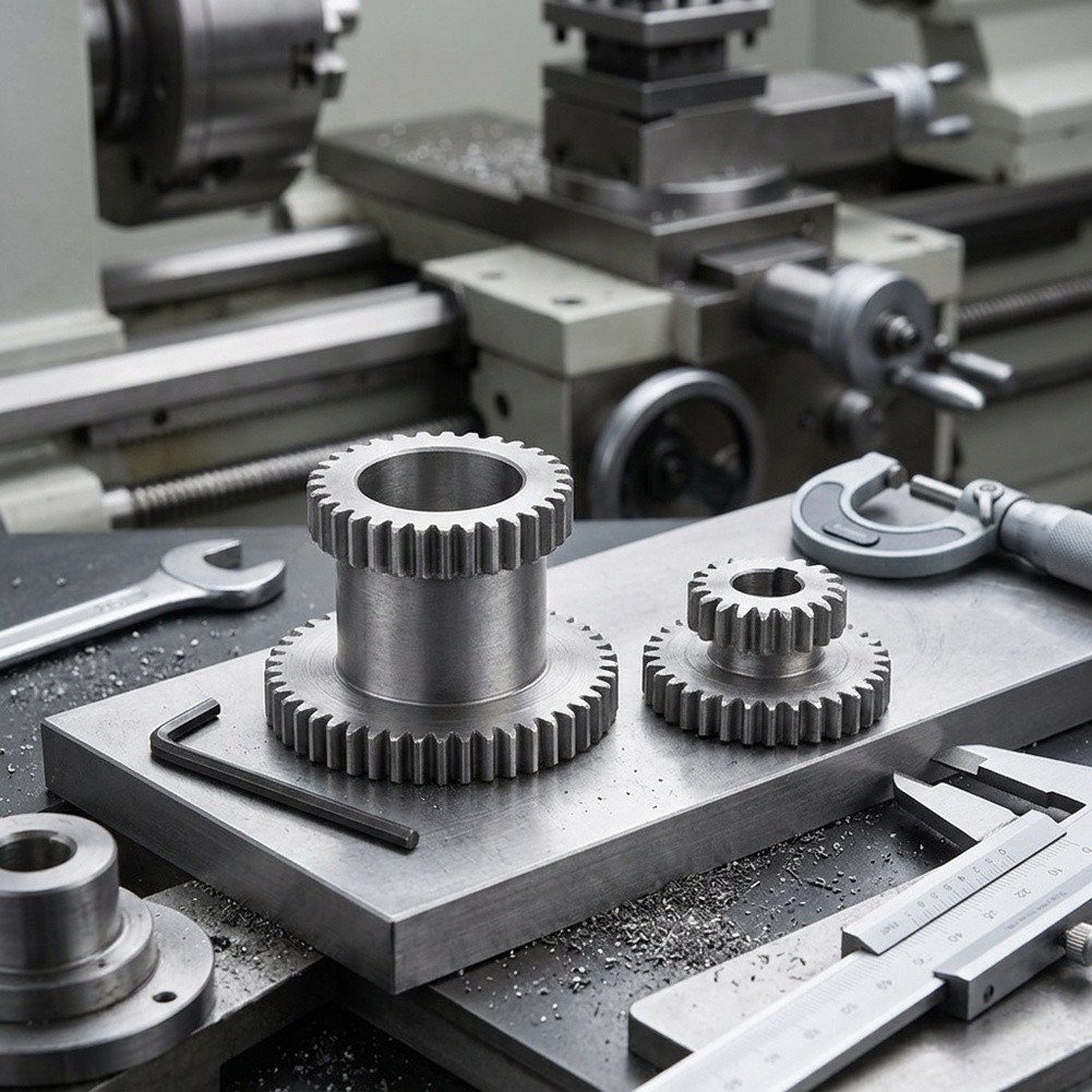 Tweedelige metalen tandwielset - Mini Metal Lathe 7X14 recensie en prijs
