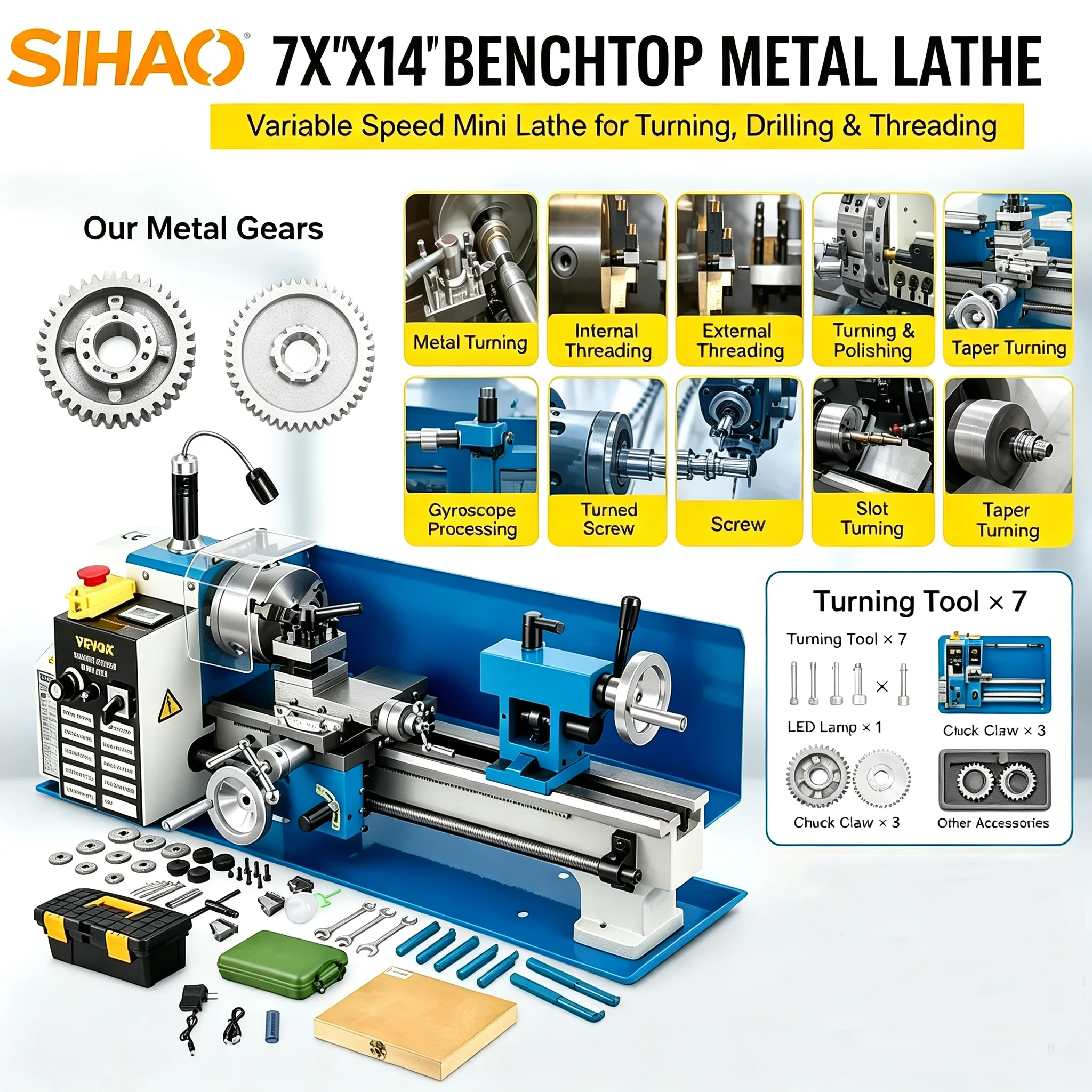7x14 inch mini metaaldraaibank - Mini Metal Lathe 7X14 recensie en prijs